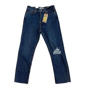 Levi's Wedgie Straight Button Fly High Rise Straight Jeans 29x28* Short‎ NWT
